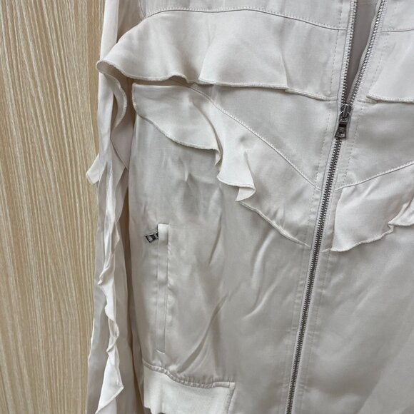 BCBGMAXAZRIA Cream Ruffle Jacket size Medium - Picture 3 of 5